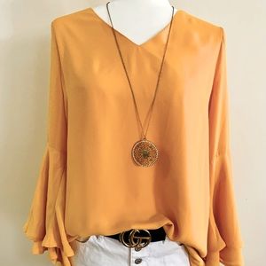 K Jordan V Neck Mustard Blouse